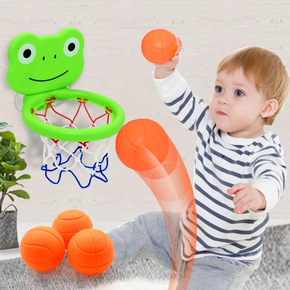 Baby Bath Toys Suction Cup Shooting Basketball Hoop With 3 Ball Bathroom