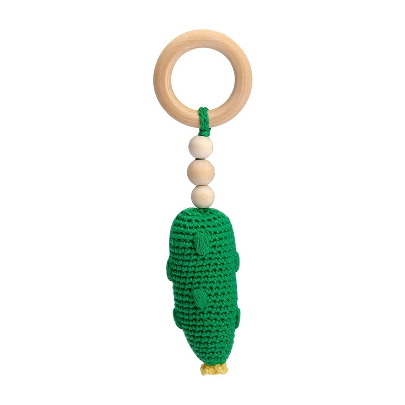 Baby Crochet Rattle Wooden Ring Fruit Pendants Teether Toys Infant Play Gym Toys Fitness Rack Accessories Baby Montessori Toys