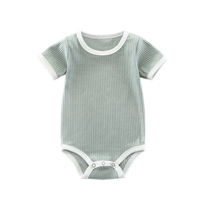 Summer Newborn Baby Romper Ribbed Infant Cotton Short Sleeve Body Suit Boy Girl Claasic Jumpsuits Baby Clothes 0-12M