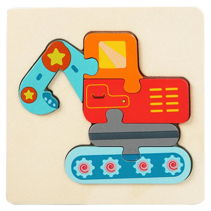 Kids Wooden Toys 3D Wood Puzzle Cartoon Animals Cognitive Jigsaw Puzzle Early Learning Educational Toys For Children Gift