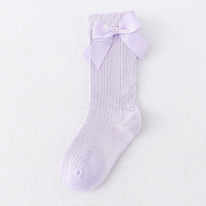 Children's Sock Girls Knee High Socks With Bows Stripped Toddlers Long Socks Kids School Sock Infant Baby Socken