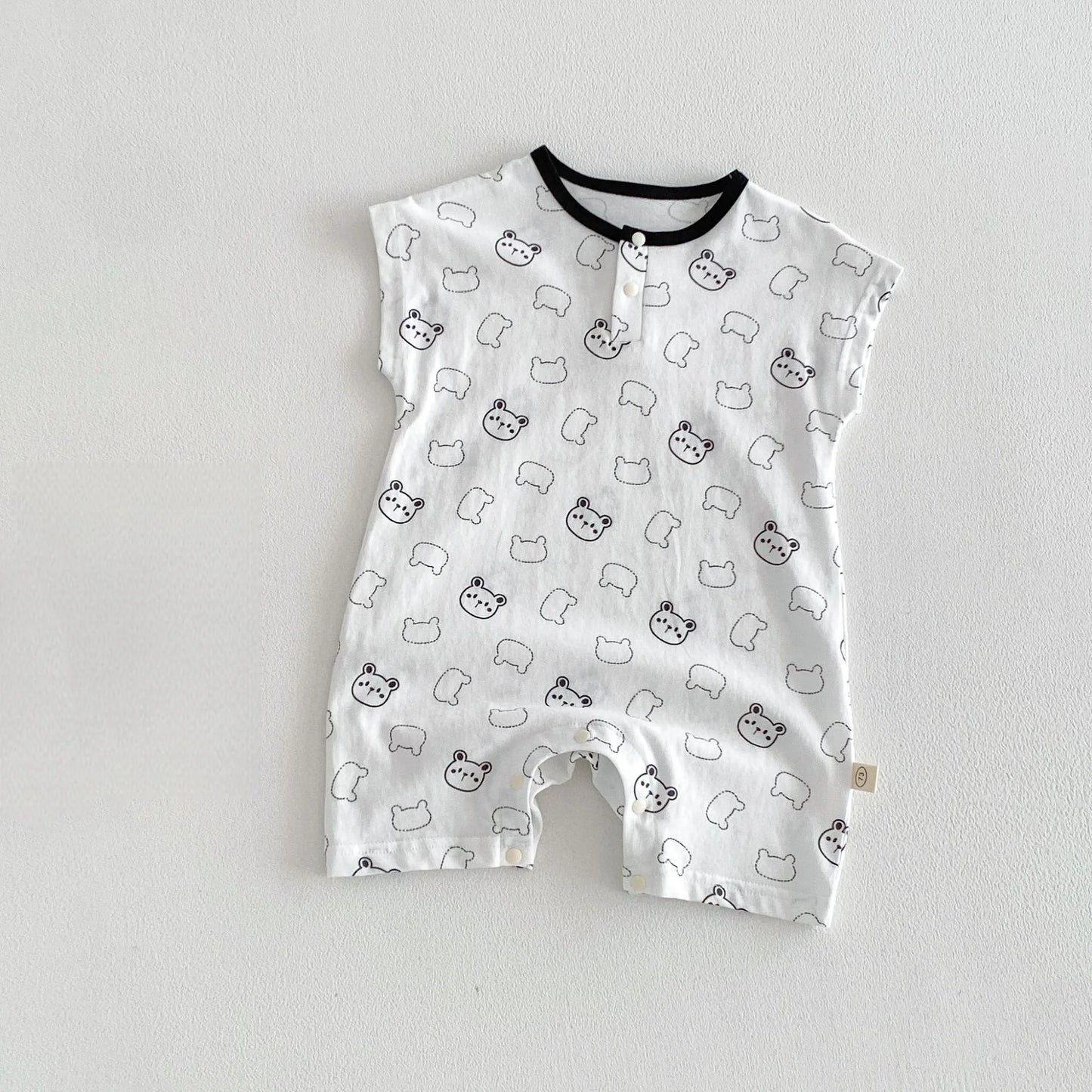 Summer Casual Baby Romper, Cute Cartoon Print Sleeveless One-Piece Bodysuit for Toddlers