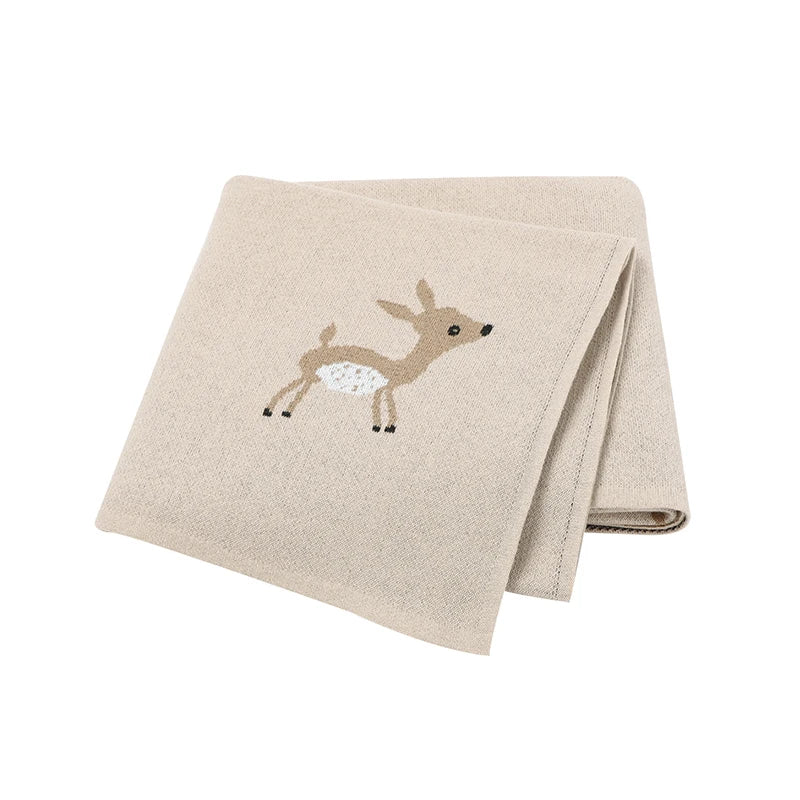 Baby Blankets Newborn Cartoon Swaddle Wrap Monthly Blankets 100%Cotton Knitted Toddler Infant Outdoor Playing Clip Mats 100*80cm