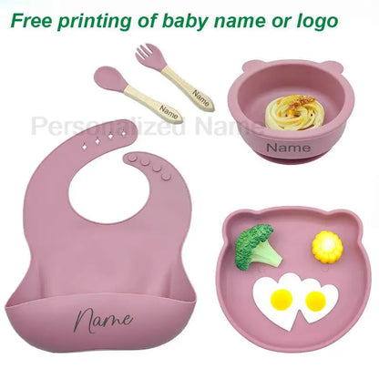 Baby Weaning Set Kit Bibs Baby Includes Bib Bowl Spoon and Fork Feeding Tableware
