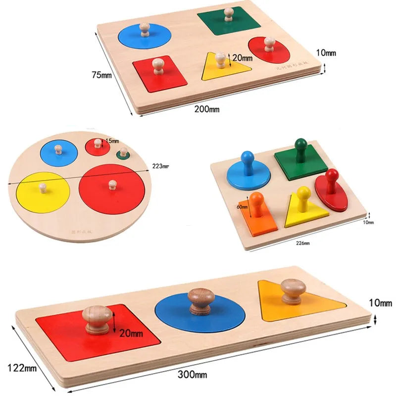 Puzzle Toys Wooden Geometric Shapes Sorting Math Colorful Preschool Learning Educational Game Baby Toddler Toys