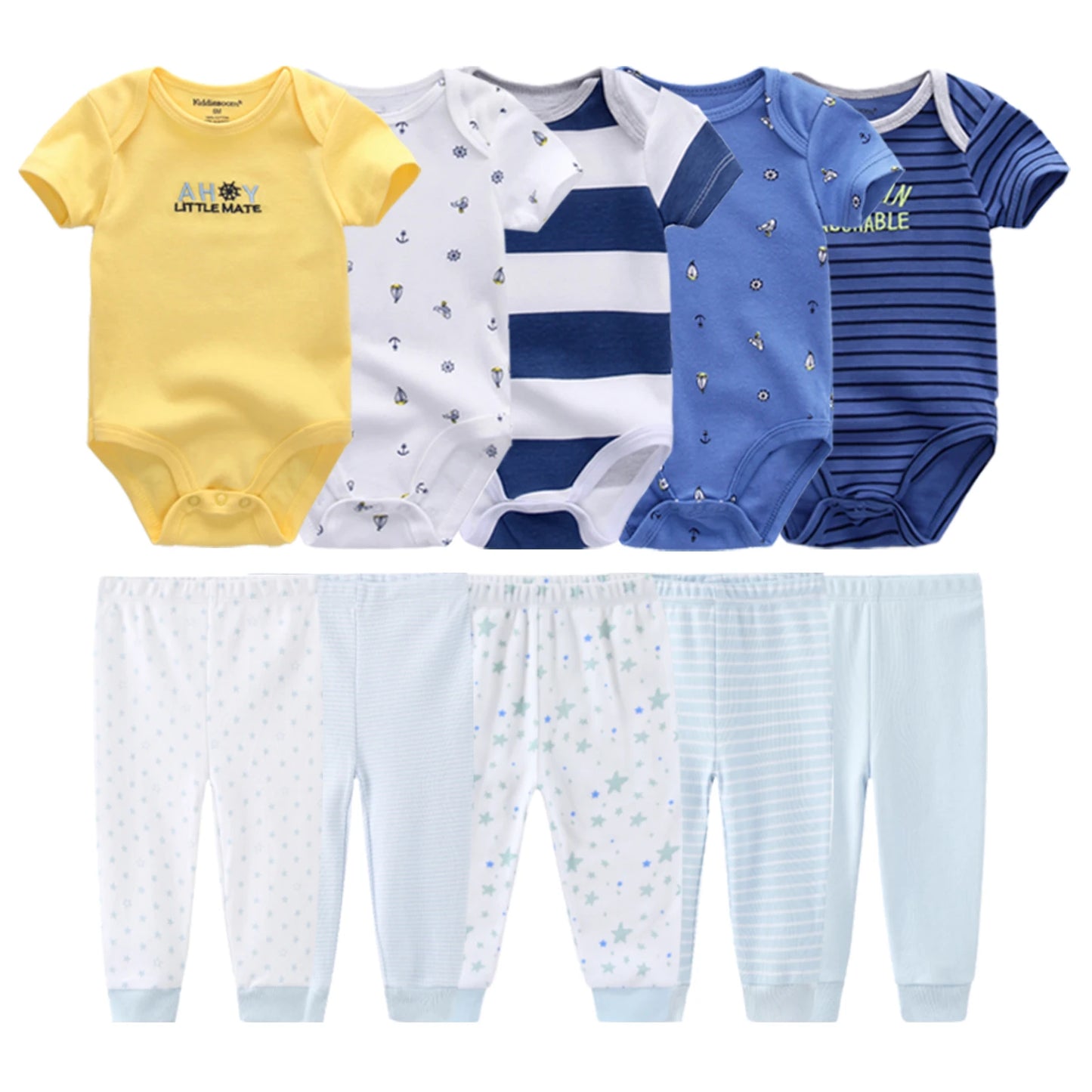 10Pcs Cartoon 100%Cotton Baby Girl & boy Clothes 0-12M Baby Clothes Sets Sleeveless