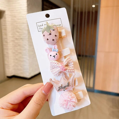 5/9Pcs/Set Cute Bows Hair Clips Hair Accessories For Girls Cartoon Animal Flower Hairpin Headdress Baby Hair Pins Birthday Gifts