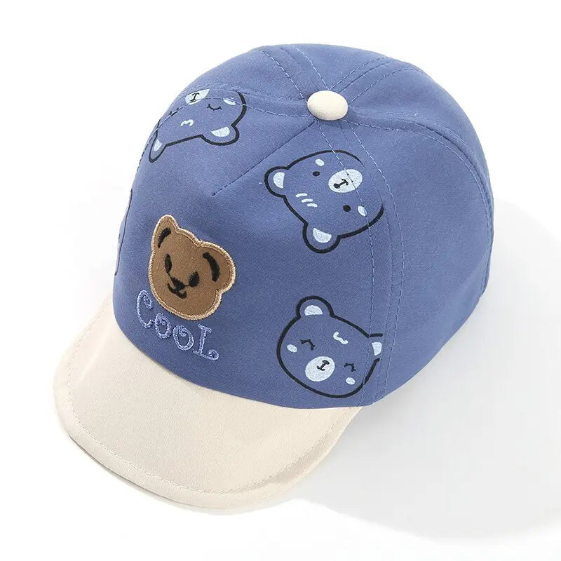 Hat Spring Summer Sunshade Cap Toddler Cartoon Little Bear Duckbill Cap Thin Lovely for Outdoor Soft Brim Baseball Cap for 0-1Y