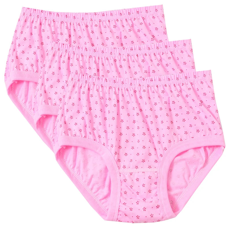 3pcs Pure Cotton Women Panties Large Size High Waist Underwear Plus Size Female