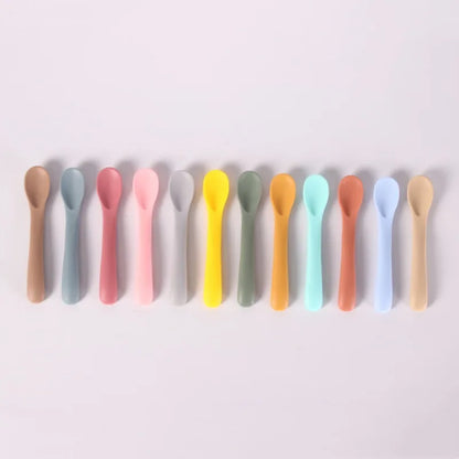 1/3Pcs/Set Soft Silicone Baby Training Spoon Fork Set BPA Free Kids Safety Non-Slip Tableware Infant Toddler Feeding Accessories