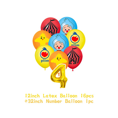Cartoon Pliming Plims Theme Kids Birthday Party Decoration Background Supplies Balloon Set Cake Toppers Banner Backdrop Kid Gift