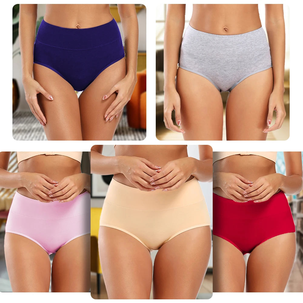 5pcs Women's Soft Cotton Underwear Briefs High Waisted Postpartum Panties Ladies Full Coverage Set 5X-Large