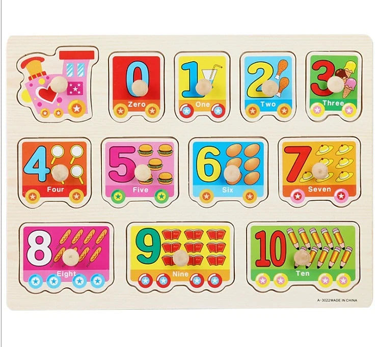 30cm Baby Toys Wooden Puzzle Hand Grab Board Educational Wood Puzzles for Kids Cartoon Animal Vehicle Child Gift