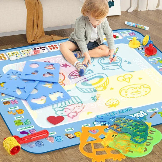 100x80CM Magic Water Drawing Mat Coloring Doodle With Reusable Magic Pens Montessori Painting Board Montessori Educational Toys