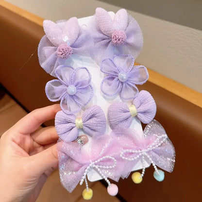 5/9Pcs/Set Cute Bows Hair Clips Hair Accessories For Girls Cartoon Animal Flower Hairpin Headdress Baby Hair Pins Birthday Gifts