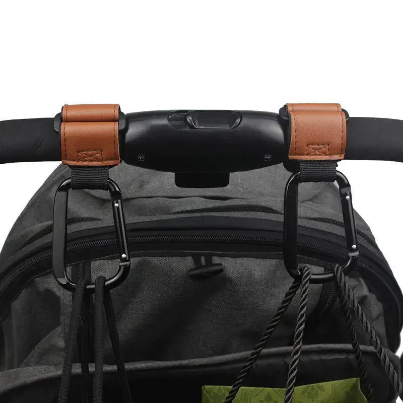 1/2pcs Baby Stroller Hooks Clips PU Leather Rotatable Cart Organizer Pram Hook Pram Rotate 360 Degree Stroller Accessories