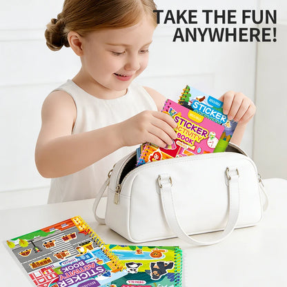 Children Reusable Jelly Sticker Book Creative Multi-Theme Cartoon Stickers Portable DIY Montessori Book Sticker Toy for Kids