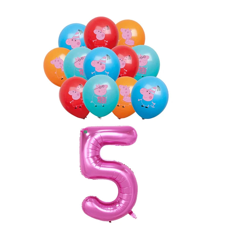 Peppa Pig Birthday Party Decorations Balloons Plate Cup Banner Tableware Set for Baby Shower George Page Party Favors Kids Gifts