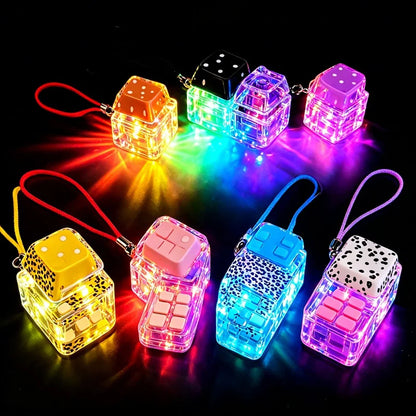 Light Up Keychain Keyboard 2/4 Key Keychain Pendant Decompression Keyring Hanging Pendant for Backpack Stress Releasing Gift