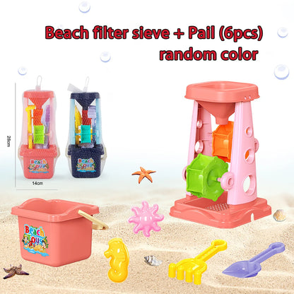 Children's beach toy sets: shovels, beach buckets, funnel tools, summer outdoor water play toys for babies
