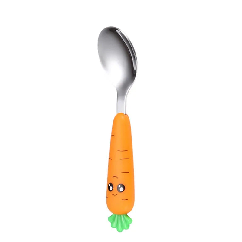 Baby Gadgets Tableware Set Children Utensil Stainless Steel Toddler Dinnerware Cutlery Cartoon Infant Food Feeding Spoon Fork