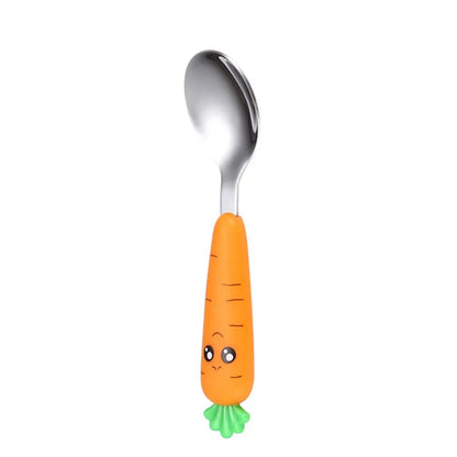 Baby Gadgets Tableware Set Children Utensil Stainless Steel Toddler Dinnerware Cutlery Cartoon Infant Food Feeding Spoon Fork