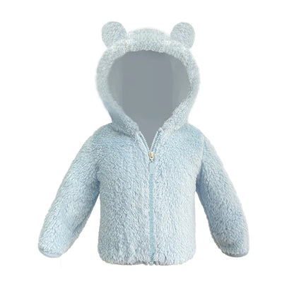 Winter Fleece Coats for Kids Baby Boys & girls Warm Jacket Bear Hoods Infant Toddler Outerwear Hooded Clothes Velvety