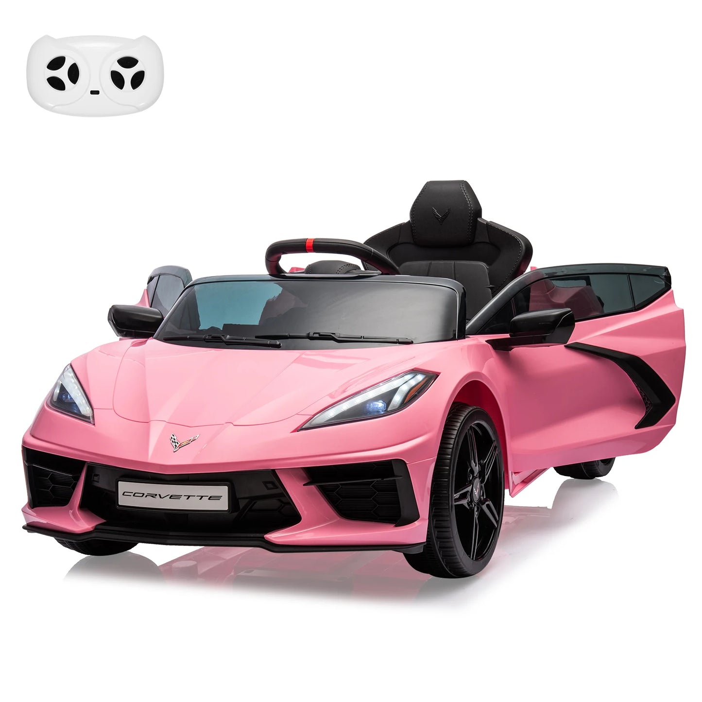 12V Kids Ride on Car Battery Powered Toddlers Electric Sports Car Toy with Remote Control,Visual Dashboard,LED Lights,Music 3-8Y