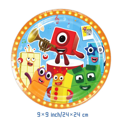 Number Birthday Decorations Building Blocks Tablecloth Banner Spiral Cake Topper Balloon for Kids Baby Shower Supplies Gifts