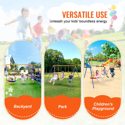 Swing Sets for Backyard 600lbs Capacity Swing Set with 1 Saucer Swing Seat 2 Belt Swing Seats Outdoor for Kids