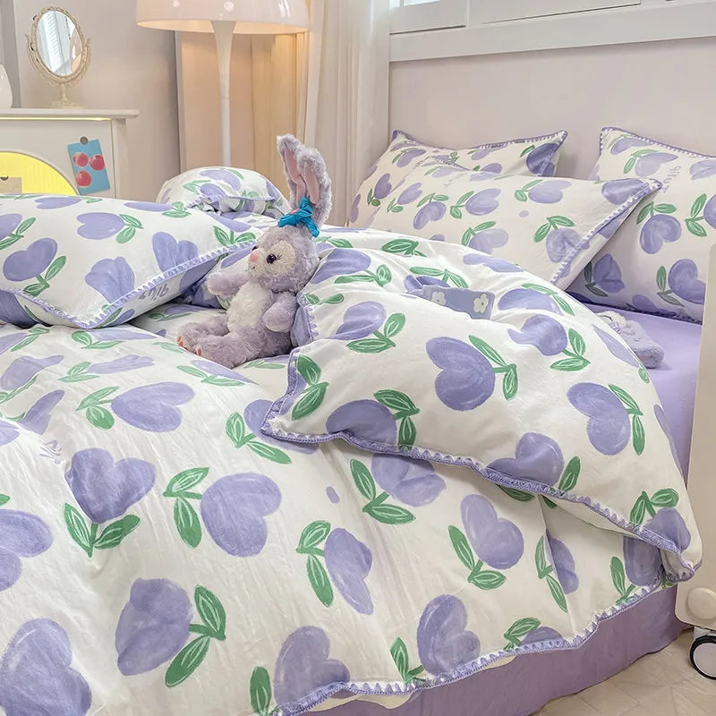 Soft Cotton Crib Bedding Set Kid Baby Nursery Decor 3PCS Baby Cartoon Bear Bedding Set for Newborns