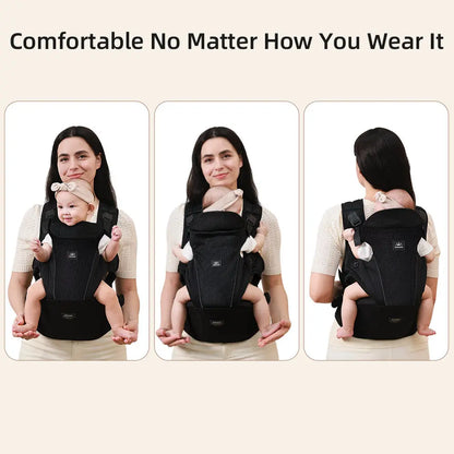 Sunveno Integrated Secure Baby Carrier Effortless Comfortable Baby Carrier Mesh Breathable 4-24months Hands-Free Ergonomic Black