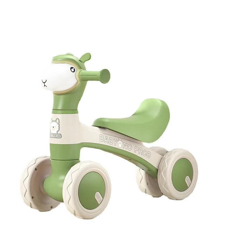 Anti-Tip Baby Balance Bike No Pedal Four Wheel Toddler Walker Silent Glider Walker Toy Ride-On Toy Indoor Outdoor Sports Toy