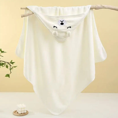 Customized Name Cartoon Animal Baby Bath Towel Soft Newborn Hooded Absorbent Infant Towel with Cap - Baby Shower Gift