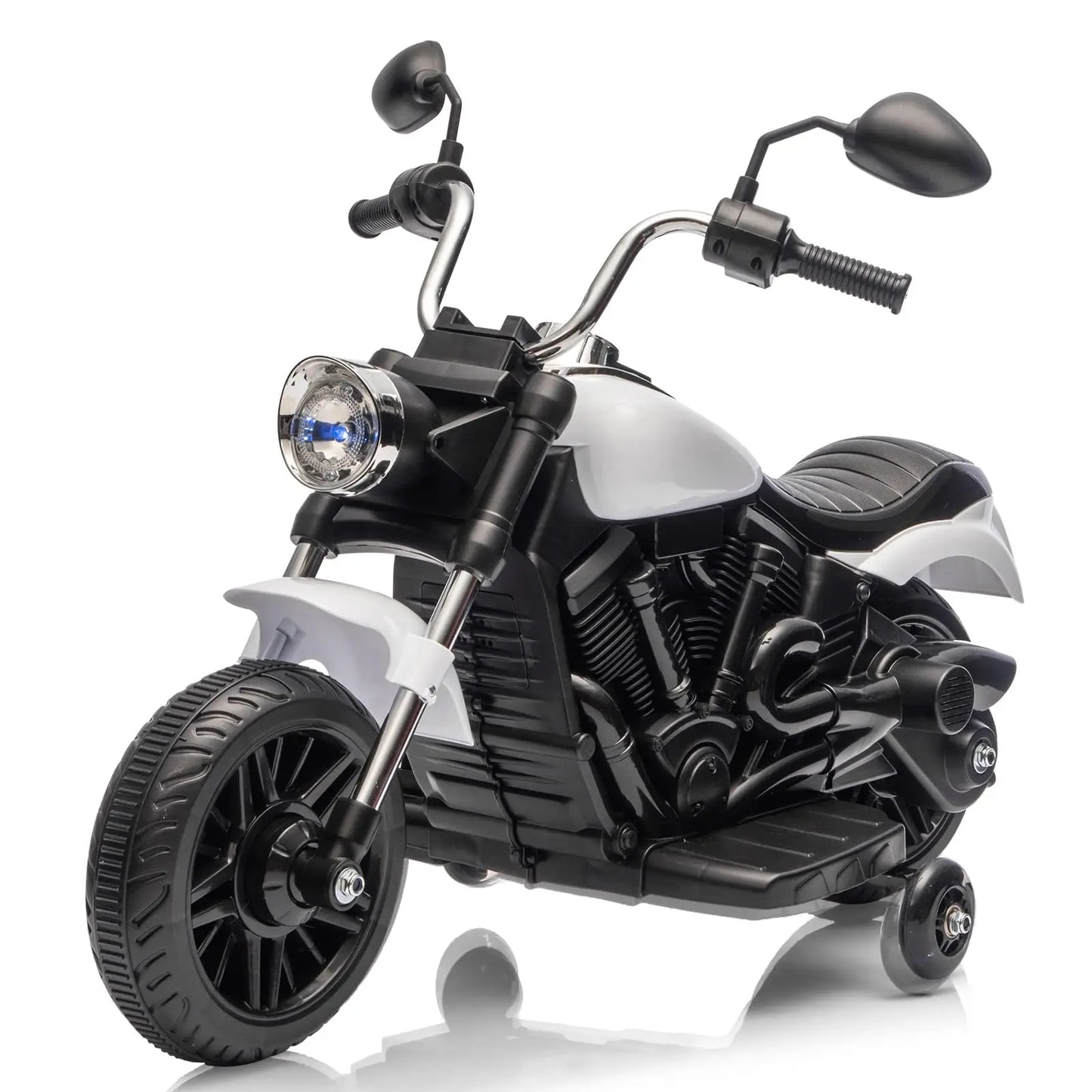 2-Wheel Kids Ride On Motorcycle 12V Battery Powered With Training Wheels Reverse Headlight Music Toddler Toy