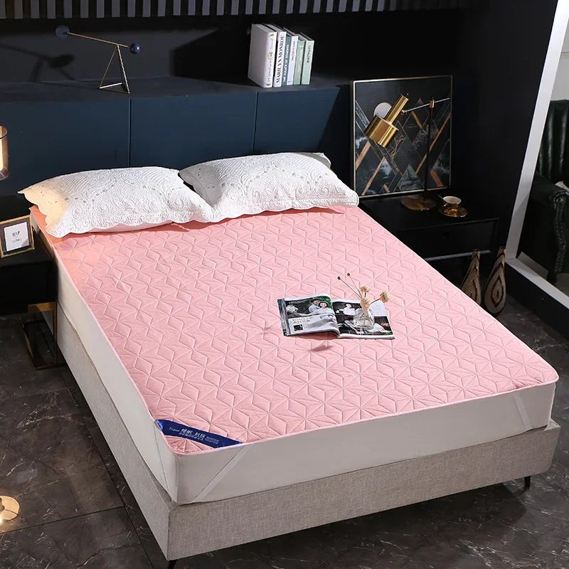 Sandwich Cotton Quilted Waterproof Bed Pad Elderly and Children Bed Protectors Pads Non-slip Anti Dust Skin-friendly Bed Cover