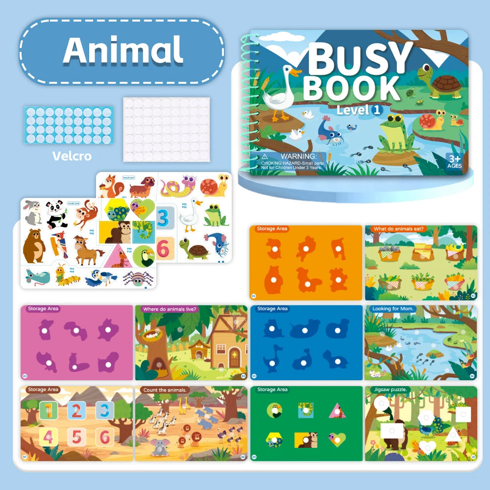 Children Quiet Busy Book 4 Themes Cartoon Travel Sticker Books Kids DIY Sticker Educational Game
