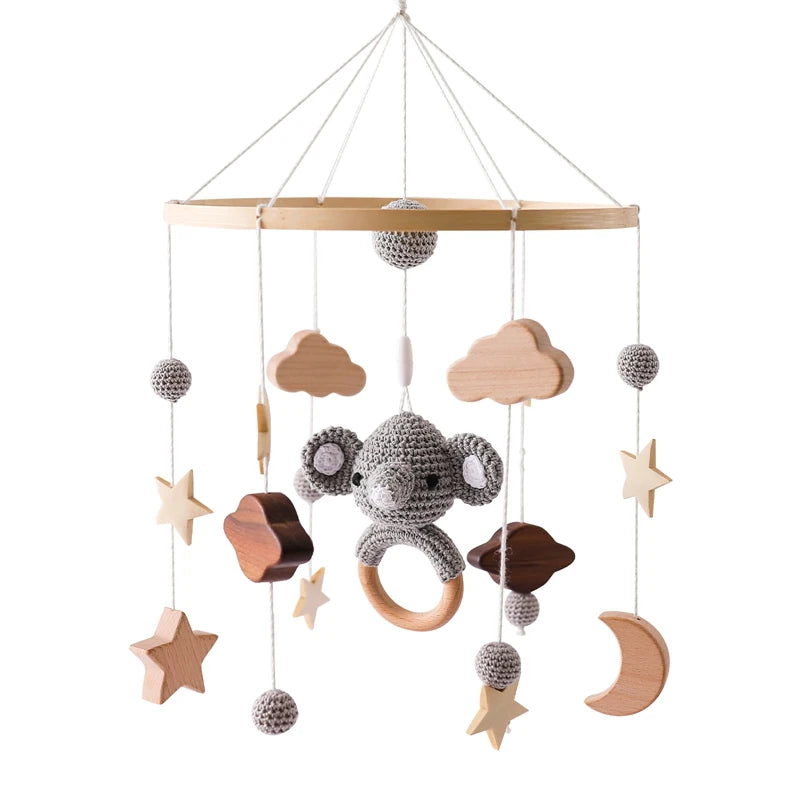Baby Wooden Crib Mobile Bed Bell Hanging Rattle Toy Newborn Music Box Bed Bell Hanging Toys Holder Bracket Infant Crib Baby Gift