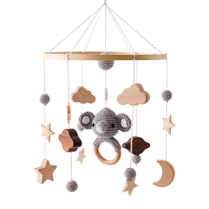 Baby Wooden Crib Mobile Bed Bell Hanging Rattle Toy Newborn Music Box Bed Bell Hanging Toys Holder Bracket Infant Crib Baby Gift