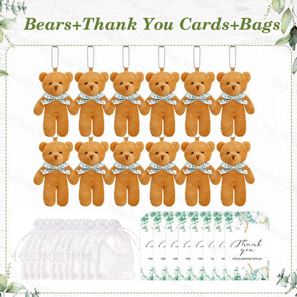 12-100Set Mini Bears Bulk Baby Shower Favors Wedding Party Favors for Guest Small Stuffed Bears Keychains for Party Souvenir