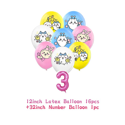 Cartoon Chiikawa Hachiware Usagi Birthday Party Decoration Background Balloon Set Cake Topper Backdrop Baby Shower Kid Gift Prop