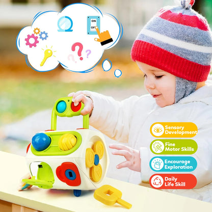 Busy Board Montessori Busy Cube Toys for Toddler Sensory Activities Early Educational Learning Travel Toys Gift for Kids