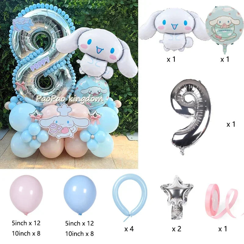 1 Set Cinnamoroll Foil Balloons for Birthday Party Decorations Baby Shower  Kids  Birthday Gift Macaron Latex Balloons Set