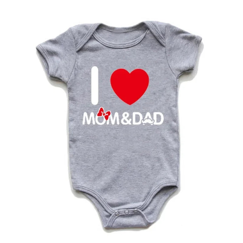 Pure Cotton I Love Mom Newborn Rompers  I Love Dad Baby Romper Twins Matching Bodysuit Summer for 0-24 Months Baby Clothes