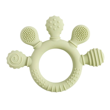 BPA Free Silicone Teether Food Grade Baby 0-12 Toys Teething Rattle Sensory Toys for Toddlers Silicone Hand Bell Soothing Toys
