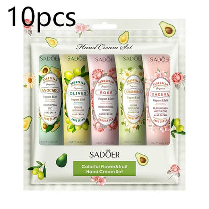 5Pcs/Pack Fruit Plant Fragrance Hand Cream Sets Moisturizing Lasting Repair