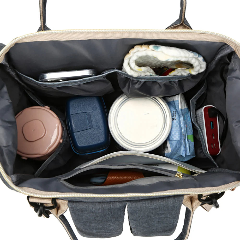Fashionable Quilted Large-Capacity Backpack Mommy Bag; Multi-Functional Mommy Backpack for Traveling, Mother and Baby Bag; Lightweight Multi-Compartment Diaper Bag with Snack Pacifier Bag