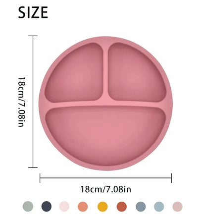 Silicone Baby Sucker Silicone Dining Plate Rice Spoon Set Cute Cartoon Children Dishes Smile Face Baby Tableware Retro Kid Bowl