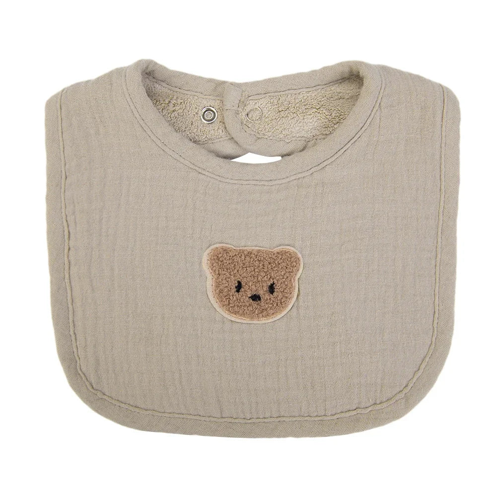 Cute Bear Cotton Baby Bibs Saliva Towel U-Absorbent Pockets Children Kids Boys Girls Feeding Burp Clothes