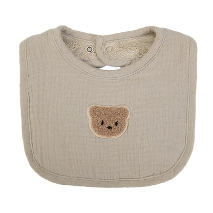 Cute Bear Cotton Baby Bibs Saliva Towel U-Absorbent Pockets Children Kids Boys Girls Feeding Burp Clothes